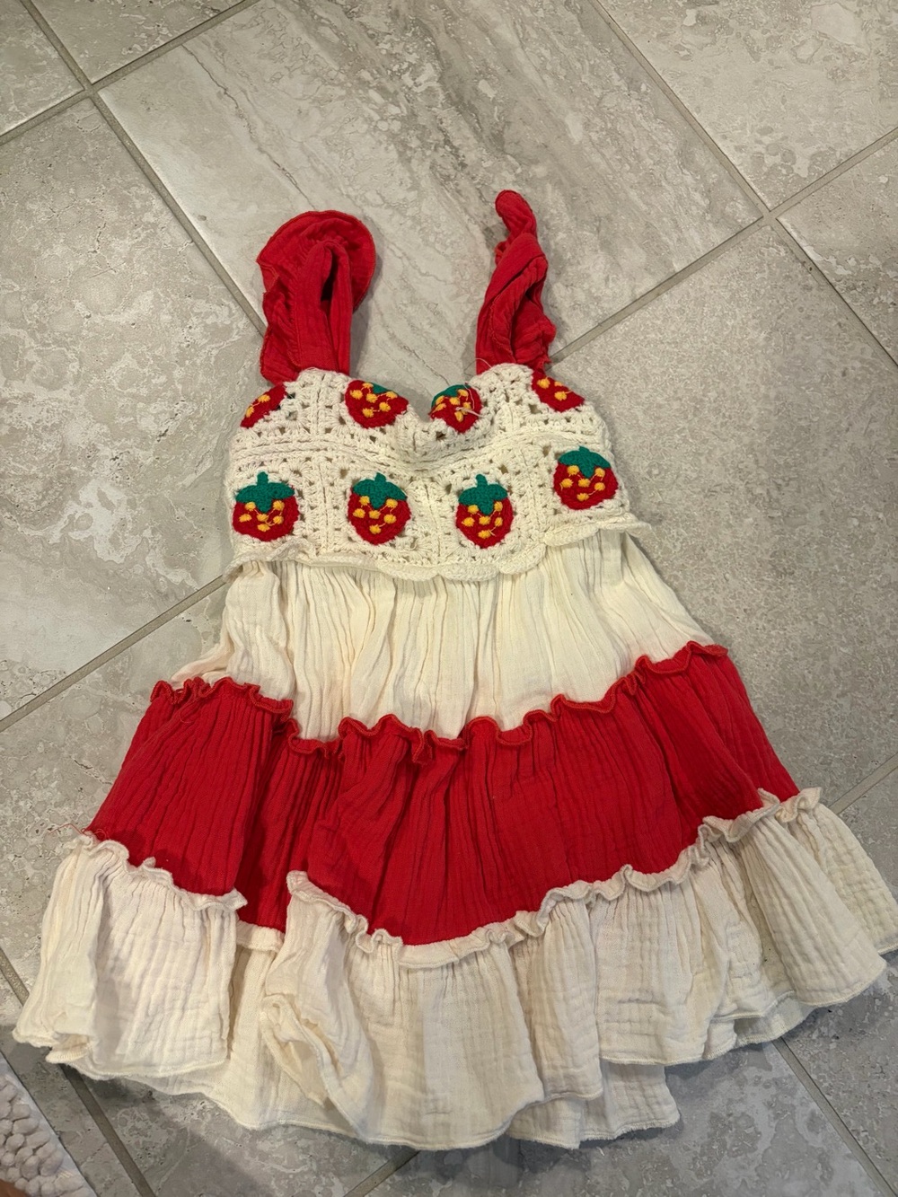 Rue21 Red and Cream Crochet-Trim Sundress